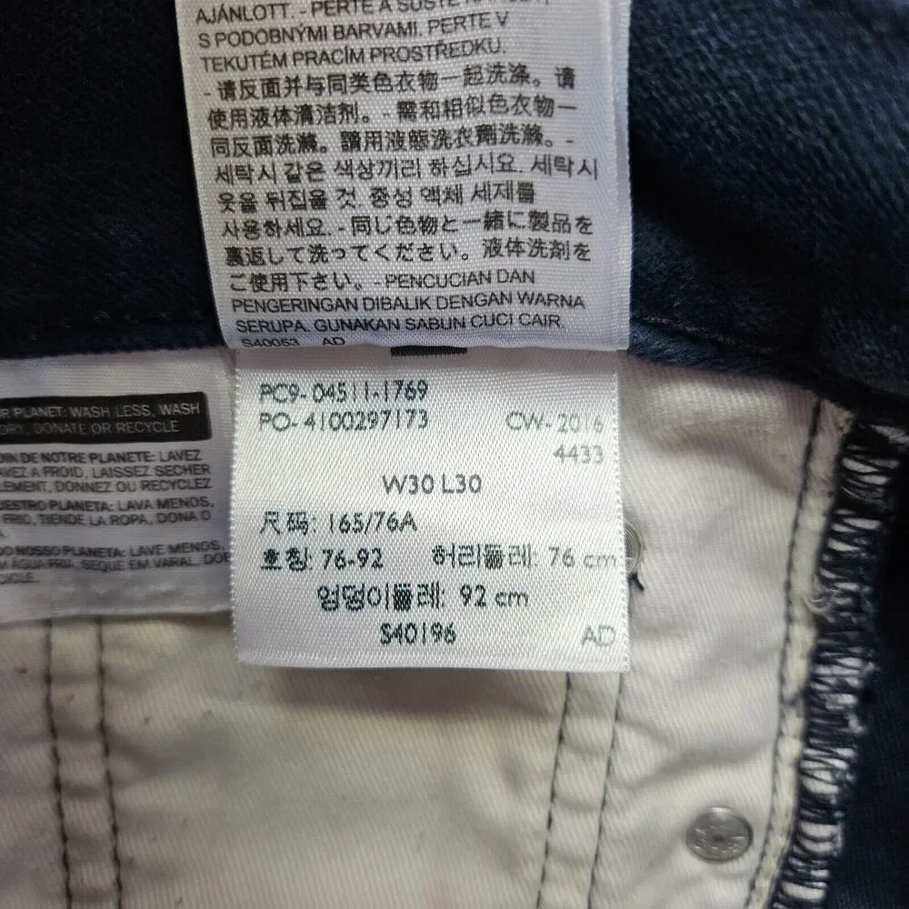 Levis Pants Mens Size 30x30 Blue Straight Leg Stretch‎ Elastic Waist